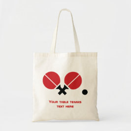 Tafeltennis pingpongrackets en kogelzwart, rood tote bag