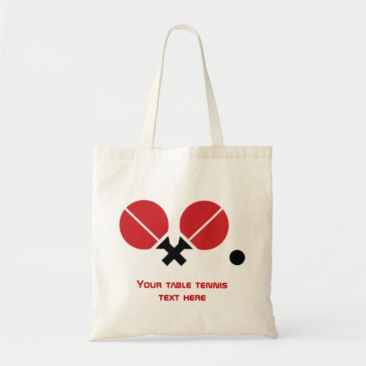 Tafeltennis pingpongrackets en kogelzwart, rood tote bag (Voorkant)