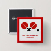 Tafeltennis pingpongrackets en kogelzwart, rood vierkante button 5,1 cm (Voorkant /achterkant)