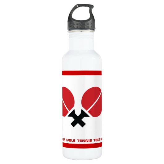 Tafeltennis pingpongrackets en kogelzwart, rood waterfles (Voorkant)