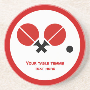 Tafeltennis pingpongrackets en kogelzwart, rood zandsteen onderzetter