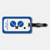 Tafeltennis pingpongrackets en zwart blauw bagagelabel (Achterkant horizontaal)