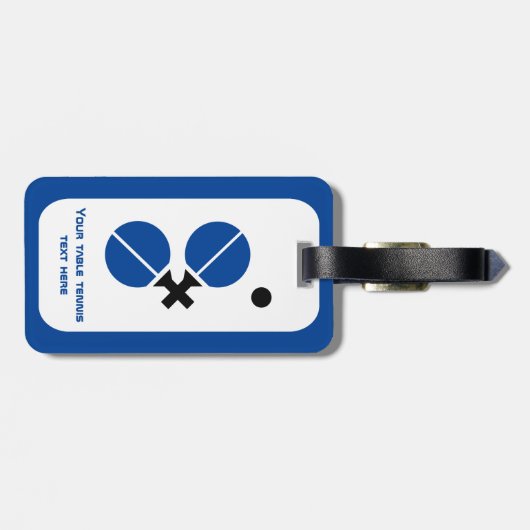 Tafeltennis pingpongrackets en zwart blauw bagagelabel (Achterkant horizontaal)