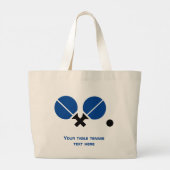 Tafeltennis pingpongrackets en zwart blauw grote tote bag (Achterkant)