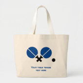 Tafeltennis pingpongrackets en zwart blauw grote tote bag (Voorkant)