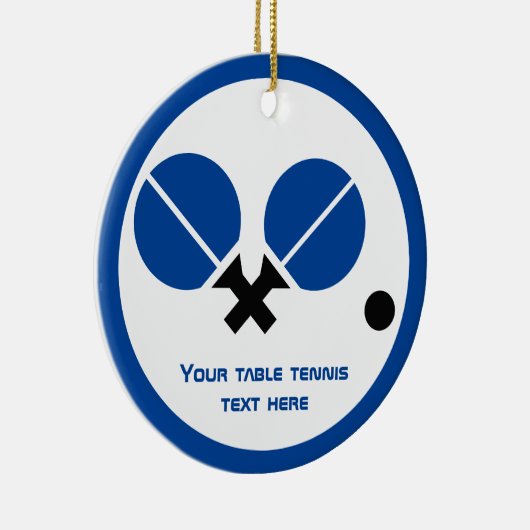 Tafeltennis pingpongrackets en zwart blauw keramisch ornament (Rechts)