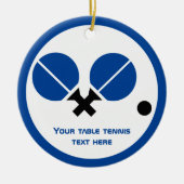 Tafeltennis pingpongrackets en zwart blauw keramisch ornament (Voorkant)