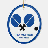 Tafeltennis pingpongrackets en zwart blauw keramisch ornament (Links)