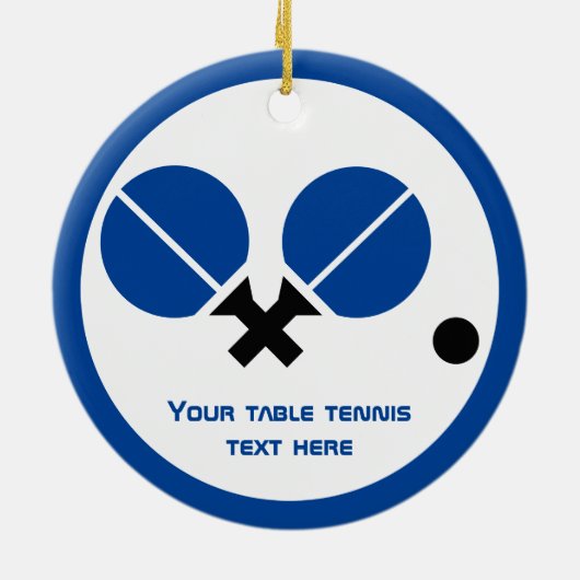 Tafeltennis pingpongrackets en zwart blauw keramisch ornament (Achterkant)