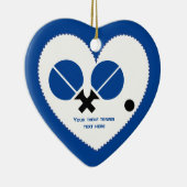 Tafeltennis pingpongrackets en zwart blauw keramisch ornament (Rechts)