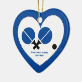 Tafeltennis pingpongrackets en zwart blauw keramisch ornament (Links)