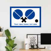 Tafeltennis pingpongrackets en zwart blauw poster (Thuiskantoor)