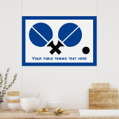 Tafeltennis pingpongrackets en zwart blauw poster (Keuken)