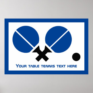 Tafeltennis pingpongrackets en zwart blauw poster