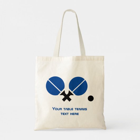 Tafeltennis pingpongrackets en zwart blauw tote bag (Achterkant)