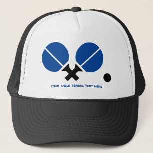 Tafeltennis pingpongrackets en zwart blauw trucker pet