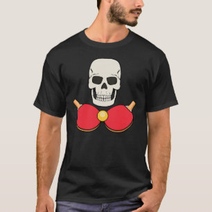 Tafeltennis schedel T-shirt ontwerp voor mannen