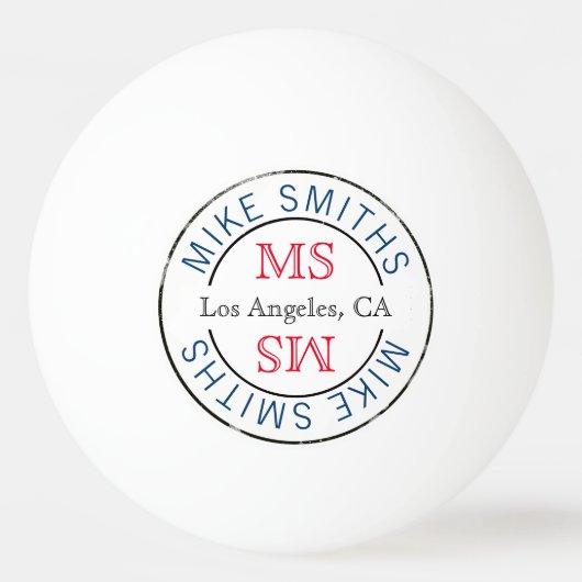 tafeltennis stijlvol cirkelmonogram pingpongbal (Voorkant)
