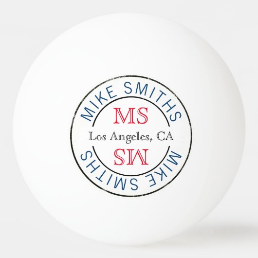 tafeltennis stijlvol cirkelmonogram pingpongbal (Achterkant)