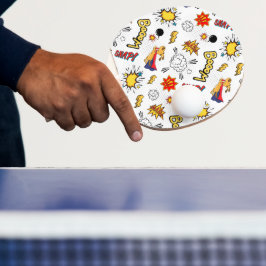 Tafeltennisbat met stripfiguurpatroon