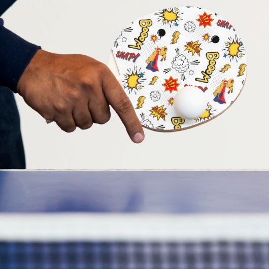 Tafeltennisbat met stripfiguurpatroon (Insitu)