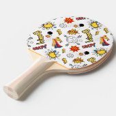 Tafeltennisbat met stripfiguurpatroon (Voorkant Gekanteld)