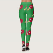 Tafeltennisracket en bal op groen leggings (Achterkant)