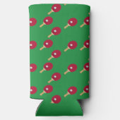 Tafeltennisracket en bal op groen seltzer blikjeskoeler (Achterkant)