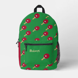 Tafeltennisracket gepersonaliseerd groen bedrukte rugzak