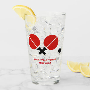 Tafeltennisrackets en -bal in zwart, rood glas