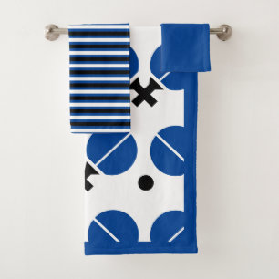 Tafeltennisrackets en -bal met blauwe rand bad handdoek