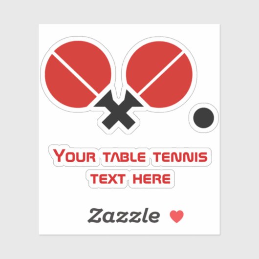 Tafeltennisrackets en bal zwart, rood sticker (Vel)