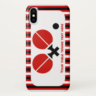 Tafeltennisrackets en kogelzwart, rode strepen iPhone x hoesje