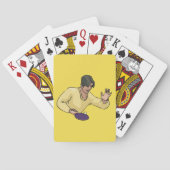 Tafeltennisspeler speelt kaarten (Achterkant)