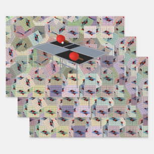 Tafeltennistafel met peddels, cadeaupapier, inpakpapier vel