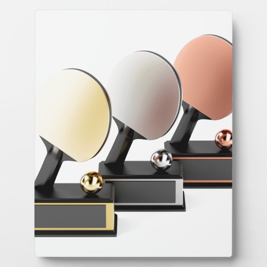 Tafeltennistrofeeën op witte achtergrond fotoplaat (Voorkant)