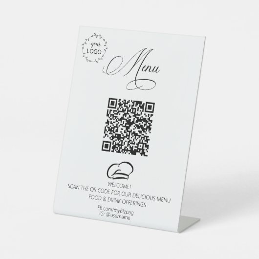 *~*Tafeltent tafelblad Eenvoudig Restaurant Logo Q Reclamebord Met Voetstuk (Voorkant)