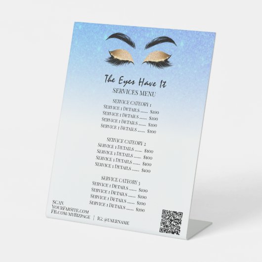 *~*Tafeltent tafelblad Glitter OGEN voetstuk teken Reclamebord Met Voetstuk (Voorkant)