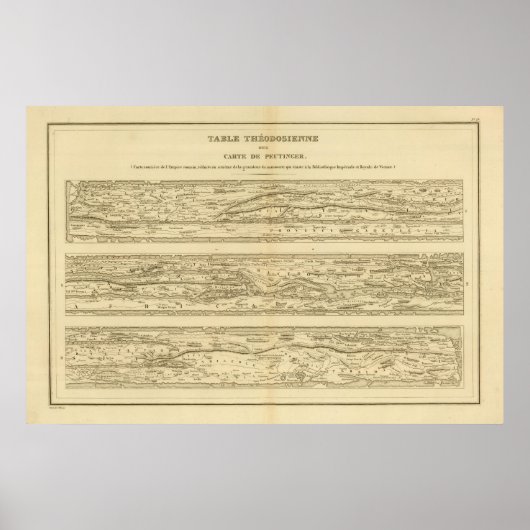 Tafeltheodosiaanse Kaart Peutinger Poster (Voorkant)