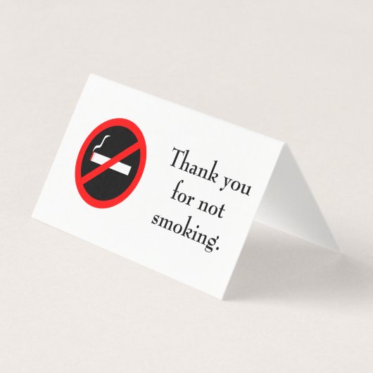 Tafeltop zonder roken visitekaartje (Achterkant)