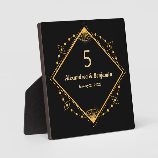 Tafeltopnummer Weddenschap Gold Black aanpassen Fotoplaat (Voorkant)