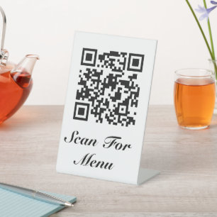 Tafelvoet Sign Eer uw QR-code Menu en/of Logo Reclamebord Met Voetstuk