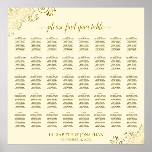 Tafelvriendelijk goud- en crèmeweddenschap poster (Voorkant)