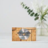 tafelzaag | zaagmolen | gesneden hout visitekaartje (Staand voorkant)