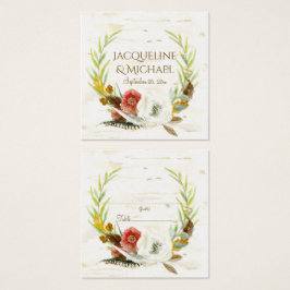 Tafelzitplaats Herfst leder met grote Floral BOHO Vierkante Visitekaartjes