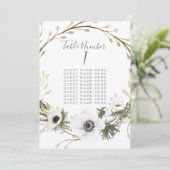 Tafelzitplaats Kaart Anemone Fern Wreath Wedding (Staand voorkant)