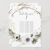 Tafelzitplaats Kaart Anemone Fern Wreath Wedding (Voorkant / Achterkant)