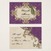 Tafelzitting - Paarse  Peacock & Etsen Visitekaartjes (Voorkant /achterkant)
