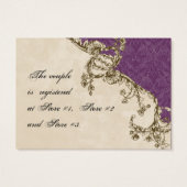 Tafelzitting - Paarse  Peacock & Etsen Visitekaartjes (Achterkant)