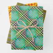 Taffi Op Art Green en Oranje Sampler Inpakpapier Vel (In situ)